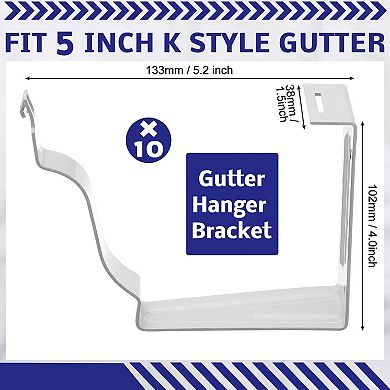 10 Pack 5 Inch Aluminum Gutter Hangers Hidden White Brackets for K Style Gutter Repair