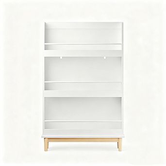 Wall-Mounted Kids Bookshelf -3 Front-Facing Display Shelves,Book Rack with Natural Wood Base,Nursery