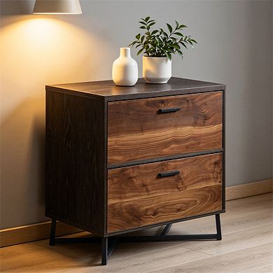 Lateral File Cabinet, 2 Soft Close Drawers,Metal Base, Letter & Legal Size Storage,Assembly Required