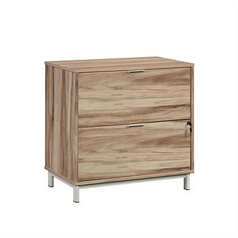 Lateral File Cabinet - Acacia, 2 Locking Drawers, Melamine Surface, Office Storage, Minimal Assembly