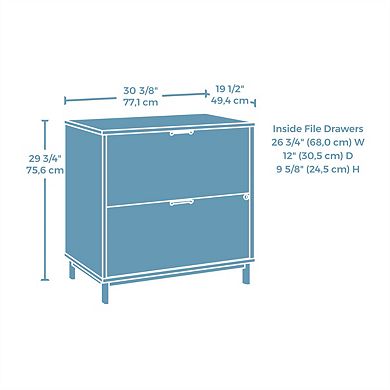 Lateral File Cabinet - Acacia, 2 Locking Drawers, Melamine Surface, Office Storage, Minimal Assembly