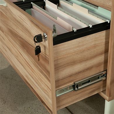 Lateral File Cabinet - Acacia, 2 Locking Drawers, Melamine Surface, Office Storage, Minimal Assembly
