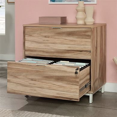 Lateral File Cabinet - Acacia, 2 Locking Drawers, Melamine Surface, Office Storage, Minimal Assembly