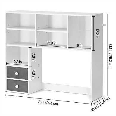 Desktop Bookshelf-3-Tier Desktop Storage Organizer, 37" x 10" x 31.1" Office Rack Wood Display Shelf