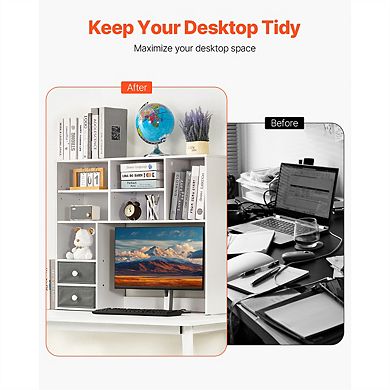 Desktop Bookshelf-3-Tier Desktop Storage Organizer, 37" x 10" x 31.1" Office Rack Wood Display Shelf