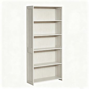5 tier Wide Tall Bookshelf, 68" Wooden Open Display Storage Organizer, Freestanding Floor Shelf