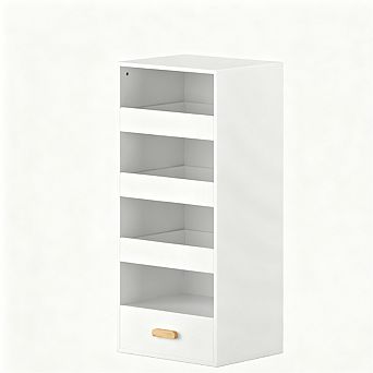 4 tier Bookshelf - Freestanding Storage Cabinet with 4 Drawers, Vertical Design, Engineered Wood