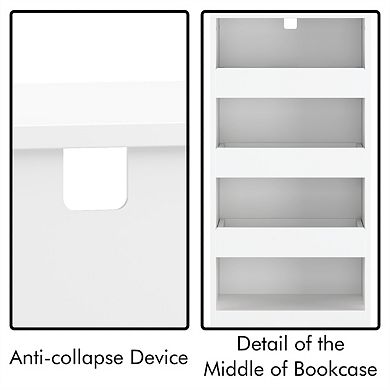 4-Tier Bookshelf - Freestanding Storage Cabinet with 4 Drawers, Vertical Design, Engineered Wood