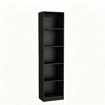 Compact 5 tier Slim Bookshelf, 71.2" Tall Open Storage Shelf for Small Spaces, Engineered Wood