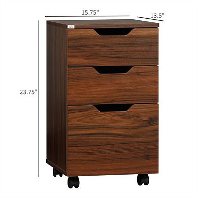 3 Drawer Storage File Cabinet,Under Desk Cabinet with Wheels,Rolling Organizer,Locking Casters