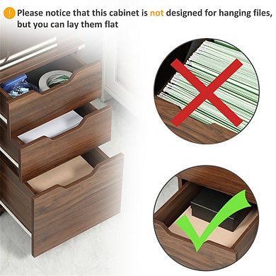 3 Drawer Storage File Cabinet,Under Desk Cabinet with Wheels,Rolling Organizer,Locking Casters