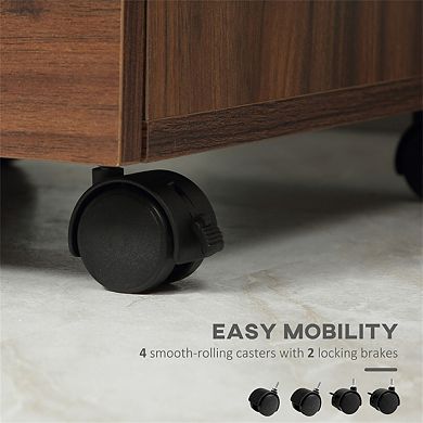 3 Drawer Storage File Cabinet,Under Desk Cabinet with Wheels,Rolling Organizer,Locking Casters