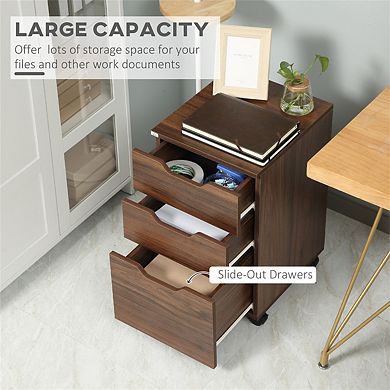 3 Drawer Storage File Cabinet,Under Desk Cabinet with Wheels,Rolling Organizer,Locking Casters