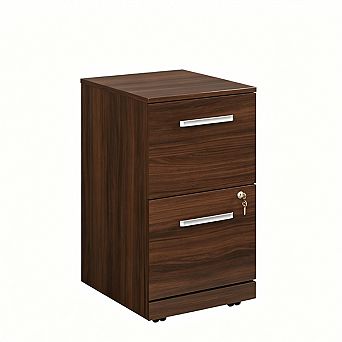 28.43"H Mobile File Cabinet - Brown Finish Engineered Wood MDF, 1-2 Drawers with Lock for Office