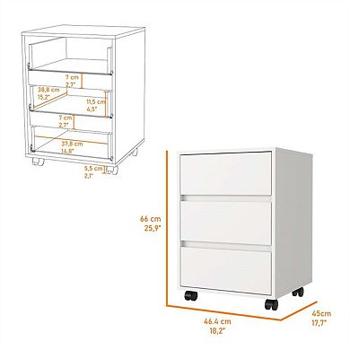 25.98"H Three Drawers Filing Cabinet - Roller Blade Glide, 4 Swivel Wheels with 2 Locking