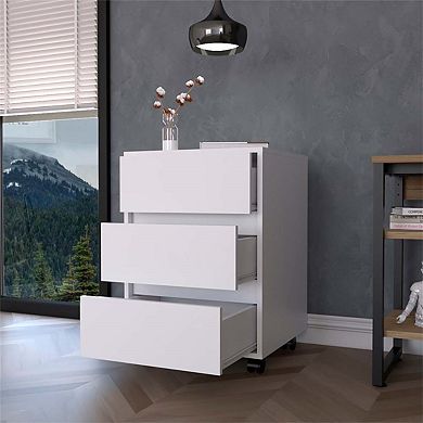 25.98"H Three Drawers Filing Cabinet - Roller Blade Glide, 4 Swivel Wheels with 2 Locking