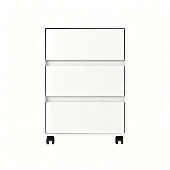 3 Drawer Filing Cabinet - Four Casters, Superior Top, White Particle Board, 17.80x18.30x17.80 Inches