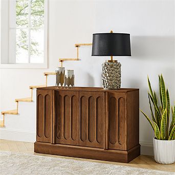 Fluted Sideboard Cabinet -Adjustable Shelves,Sturdy Base,Buffet Cabinet with Storage for Living Room