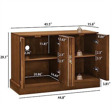 Fluted Sideboard Cabinet -Adjustable Shelves,Sturdy Base,Buffet Cabinet with Storage for Living Room