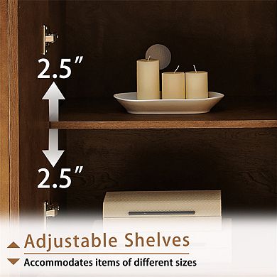 Fluted Sideboard Cabinet -Adjustable Shelves,Sturdy Base,Buffet Cabinet with Storage for Living Room