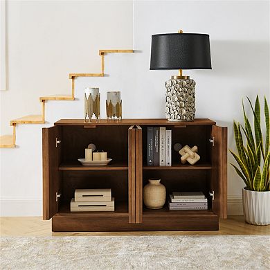 Fluted Sideboard Cabinet -Adjustable Shelves,Sturdy Base,Buffet Cabinet with Storage for Living Room