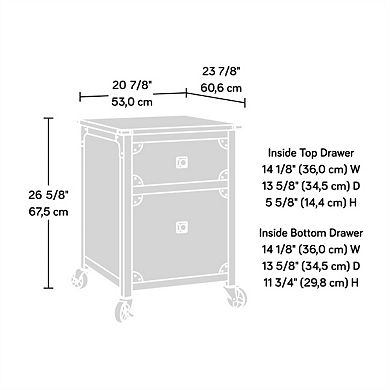 File Pedestal - Beige/Natural, 2 Drawers, Rolling Casters, Metal Frame, Office Storage,Easy Assembly