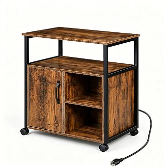 File Cabinet-Filing Cabinets with Socket & USB Charging Port,Printer Stand with Storage for A4 Size