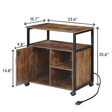 File Cabinet-Filing Cabinets with Socket & USB Charging Port,Printer Stand with Storage for A4 Size