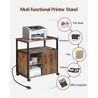 File Cabinet-Filing Cabinets with Socket & USB Charging Port,Printer Stand with Storage for A4 Size