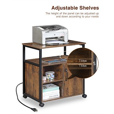 File Cabinet-Filing Cabinets with Socket & USB Charging Port,Printer Stand with Storage for A4 Size