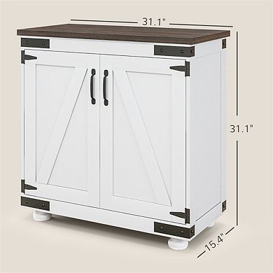 Farmhouse Sideboard - Buffet Cabinet with Barn Style Door and Adjustable Shelf, Storage Cabinet