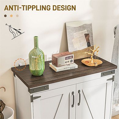 Farmhouse Sideboard - Buffet Cabinet with Barn Style Door and Adjustable Shelf, Storage Cabinet