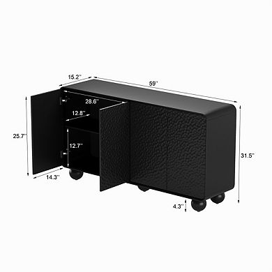 59" Sideboard Buffet Cabinet with Storage - TV Console, Curved Profile Design, Large Console Table