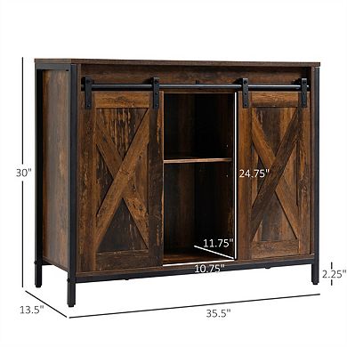 Sideboard Buffet Cabinet - Kitchen Storage Cabinet with Sliding Barn Doors, Adjustable Shelves