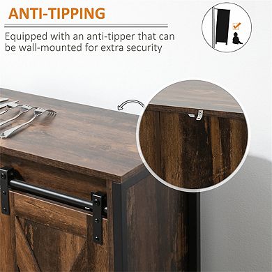 Sideboard Buffet Cabinet - Kitchen Storage Cabinet with Sliding Barn Doors, Adjustable Shelves