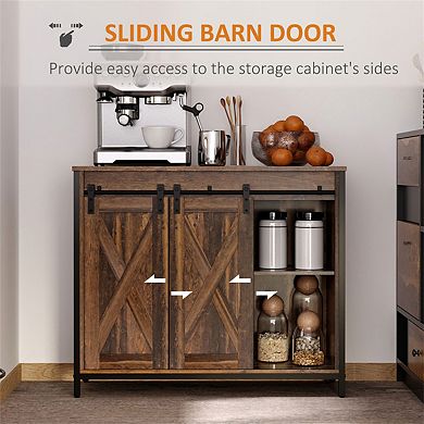 Sideboard Buffet Cabinet - Kitchen Storage Cabinet with Sliding Barn Doors, Adjustable Shelves