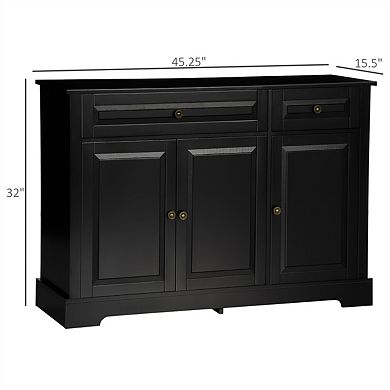 Sideboard Buffet Cabinet - Kitchen Cabinet with 2 Drawers and Adjustable Shelves, Coffee Bar Cabinet