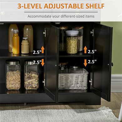 Sideboard Buffet Cabinet - Kitchen Cabinet with 2 Drawers and Adjustable Shelves, Coffee Bar Cabinet