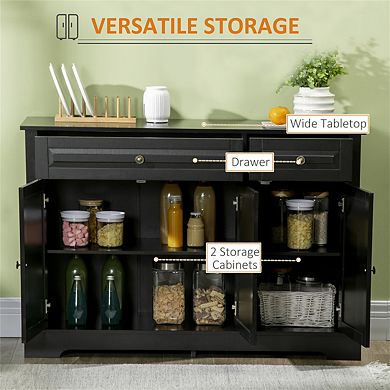 Sideboard Buffet Cabinet - Kitchen Cabinet with 2 Drawers and Adjustable Shelves, Coffee Bar Cabinet
