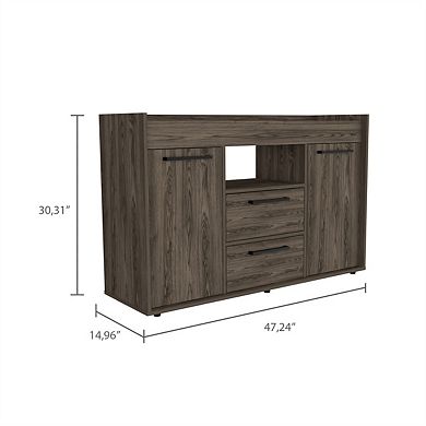 Contemporary Sideboard - Storage Cabinet with Two Large Drawers, Internal Shelves,Open Shelf Display