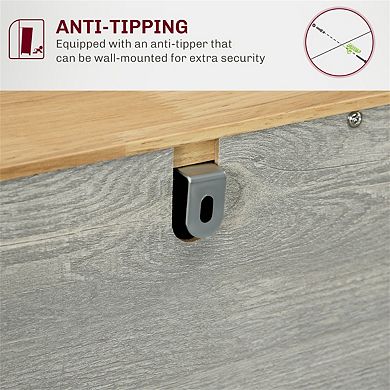 Sideboard with Wood Countertop - Kitchen Storage Cabinet with 3 Drawers, Doors and Adjustable Shelf