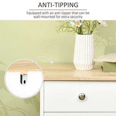 Sideboard with Wood Countertop,Storage Cabinet,Bar Cabinet with 3 Drawers,Doors and Adjustable Shelf