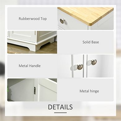 Sideboard with Wood Countertop,Storage Cabinet,Bar Cabinet with 3 Drawers,Doors and Adjustable Shelf