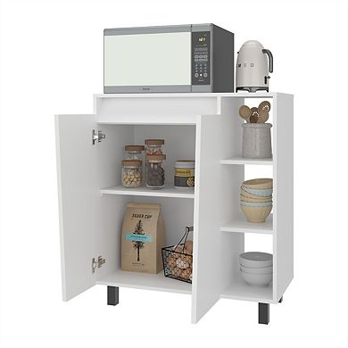 Sideboard Cabinet - Freestanding Kitchen Pantry with 2-Door Cabinet Storage, 3 Side Open Shelves