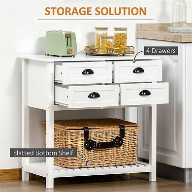 Sideboard Buffet - Coffee Bar Cabinet,Kitchen Cabinet with 4 Drawers and Slatted Bottom Shelf