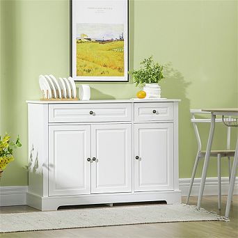 Sideboard Buffet Cabinet - Kitchen Cabinet with 2 Drawers and Adjustable Shelves, Coffee Bar Cabinet