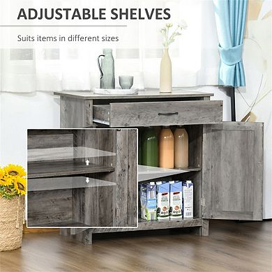 Farmhouse Sideboard Buffet Cabinet - Barn Door Style Kitchen Cabinet, 32" Accent Cabinet for Kitchen