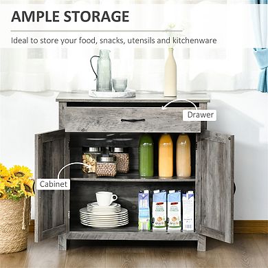 Farmhouse Sideboard Buffet Cabinet - Barn Door Style Kitchen Cabinet, 32" Accent Cabinet for Kitchen