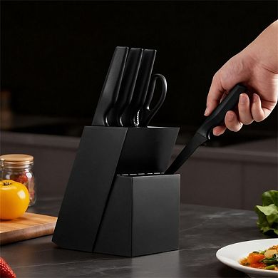 Kitchen Knife Set with Block and Sharpener -15 Piece High Carbon Stainless Steel,PP Ergonomic Handle