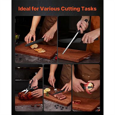 Kitchen Knife Set with Block and Sharpener -15 Piece High Carbon Stainless Steel,PP Ergonomic Handle